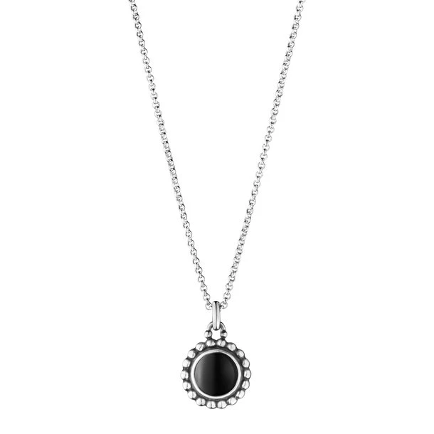 Georg Jensen Moonlight Blossom halskæde 45 cm, sterlingsølv med sort agat