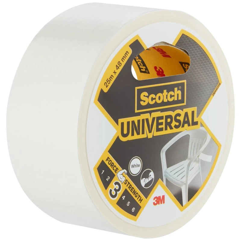 Universal 2904 Lærredstape, hvid, 48mm x 25m