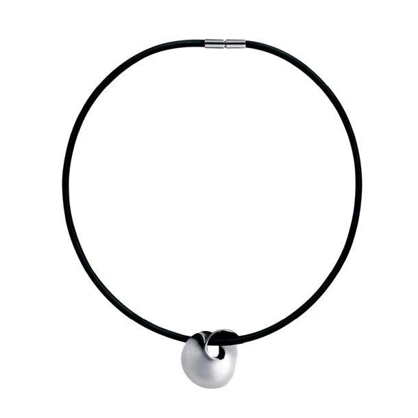 Georg Jensen MÖBIUS halskæde 42 cm – sterlingsølv & sort gummi