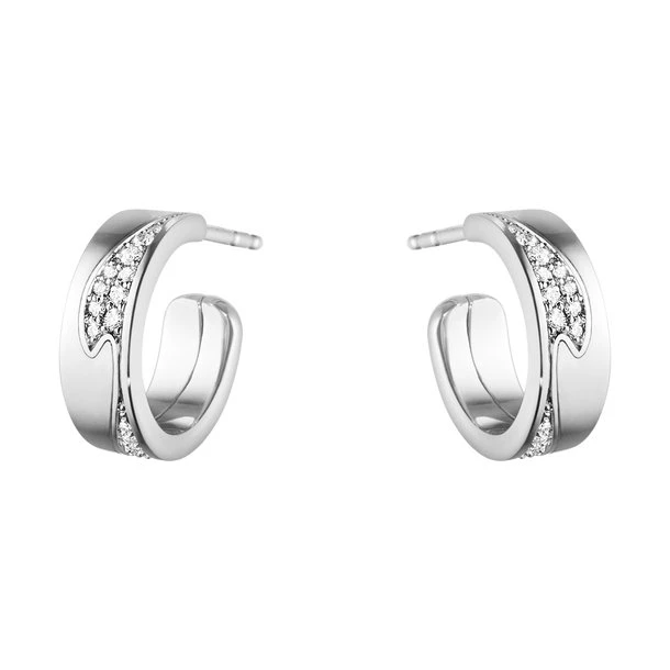 Georg Jensen Fusion 18 kt hvidguld creoler m. diamanter 0,18 ct