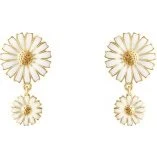 Georg Jensen Daisy dobbelt øreringe – forgyldt med hvid emalje