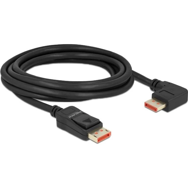 Delock DisplayPort Kabel 3m 8K 60Hz 90° Vinkel Sort