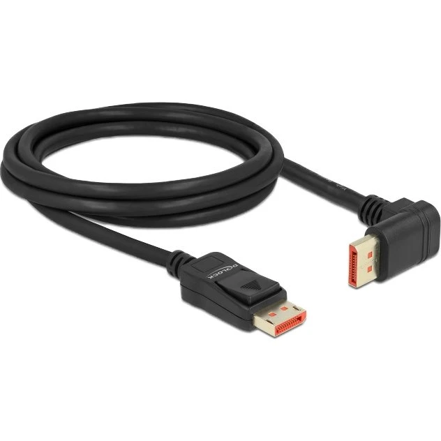 Delock DisplayPort kabel 2m 8K 60Hz 90° opvinklet Sort