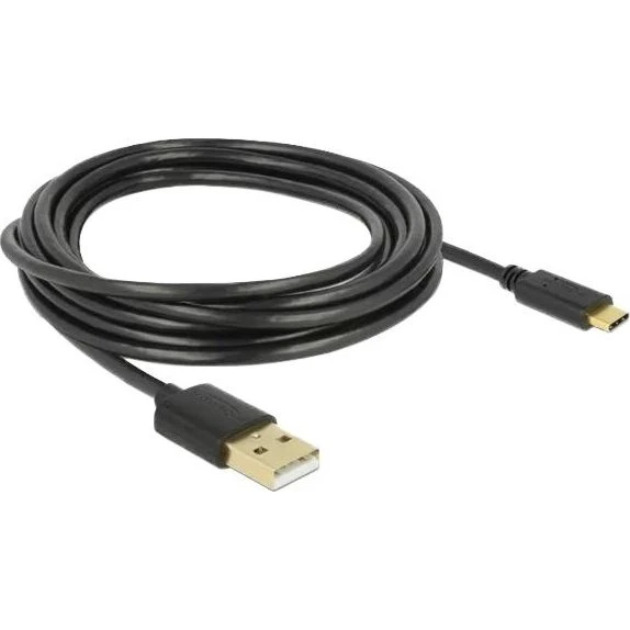 DeLOCK USB 2.0 Type-A til Type-C kabel, 3 m, sort