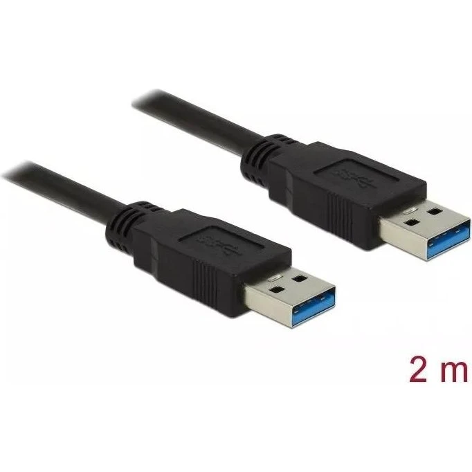 DeLOCK USB 3.0 Type-A til Type-A kabel, 2m, sort