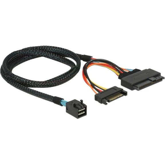 DeLOCK SFF-8643 til U.2 SFF-8639 & SATA 15-pin kabel, 75 cm, sort
