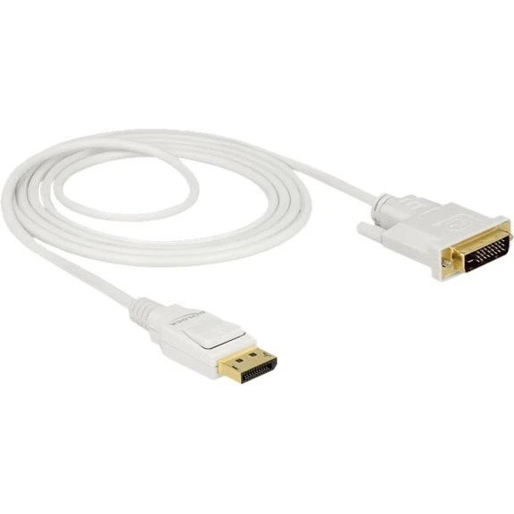 Delock DisplayPort til DVI-D adapterkabel, 2m, hvid