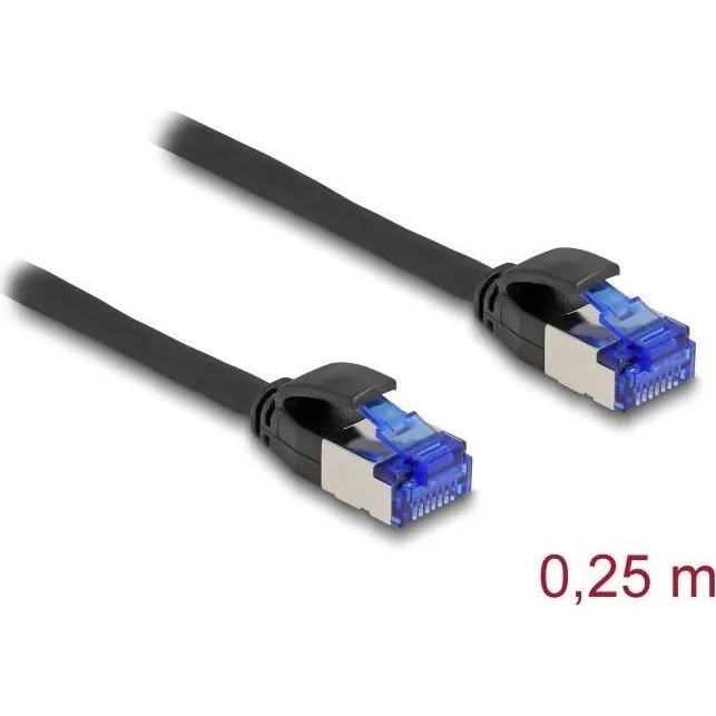 DeLOCK RJ45 Cat.6A S/FTP Slim Netværkskabel, 0.25m, Sort