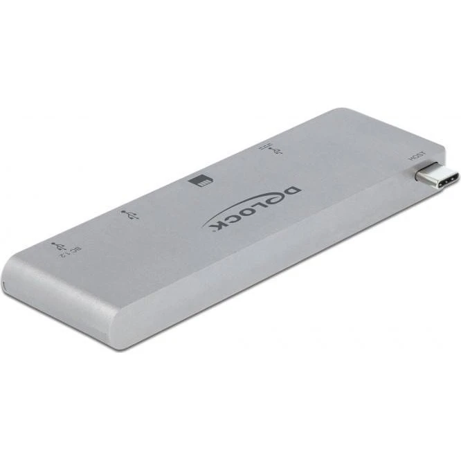 Delock USB-hub til MacBook med 2-slot kortlæser og PD 3.0, Sølv