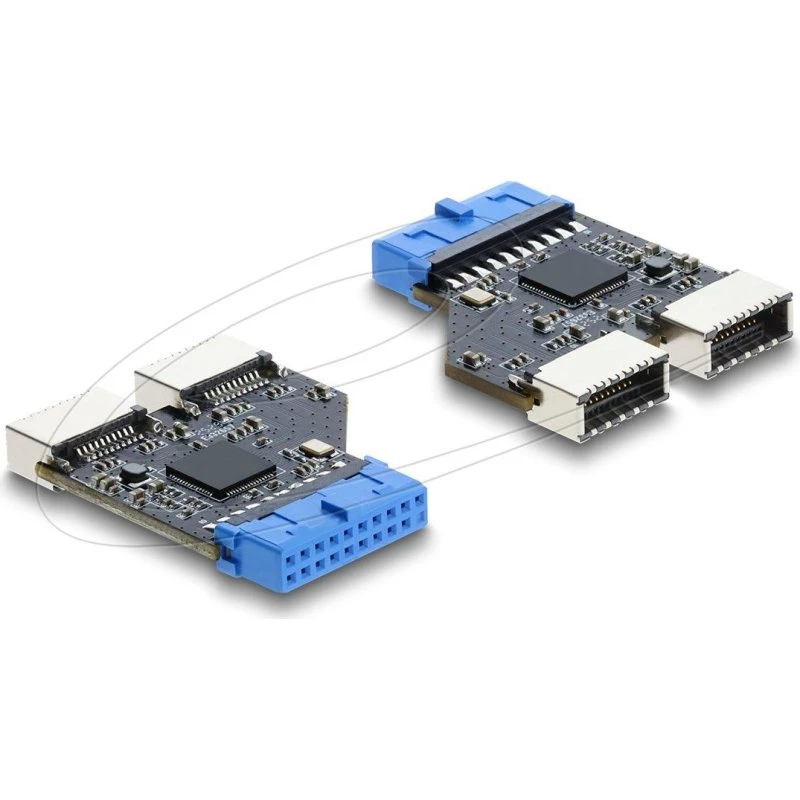 DeLOCK USB-adapter 20 pin USB Type E til Type A - Sort