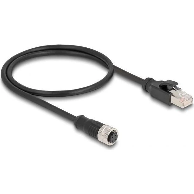 DELOCK Adapterkabel M12 D-kodet 4-pin til RJ45 - 50 cm - Sort