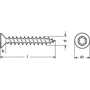 Gleitmo 615 Spånpladeskrue 3,5x25 mm A2 Torx 10