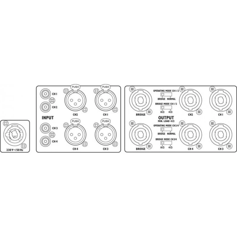IMG Stageline STA-2000D 4-kanals PA-forstærker 2400W