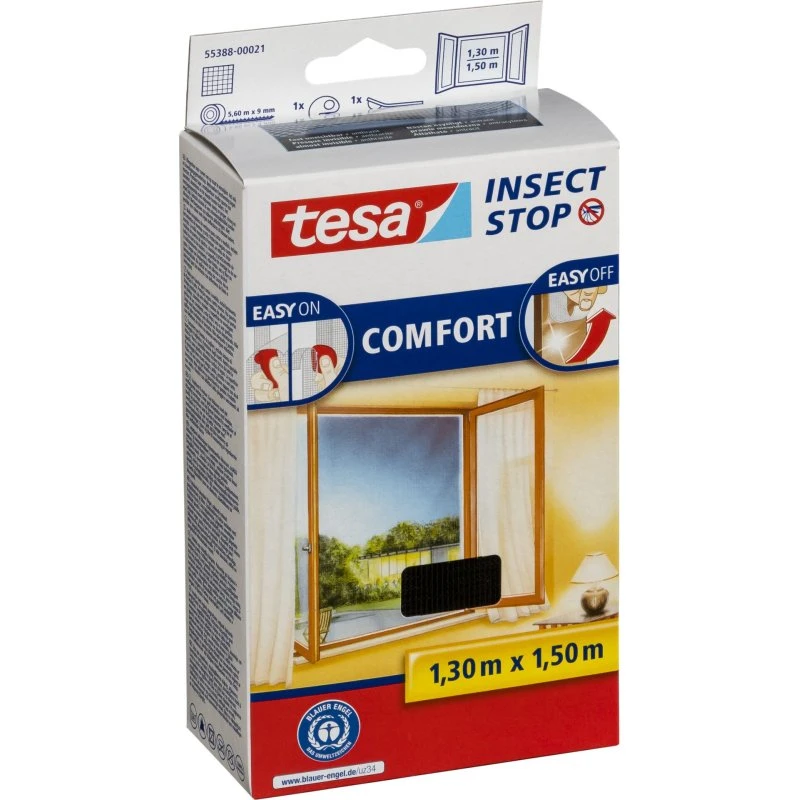 Tesa Comfort Myggenet til Vindue - 1,3x1,5m - Sort