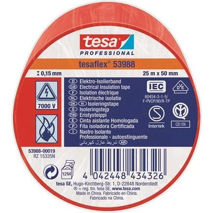 Tesaflex 53988 Isoleringstape PVC Rød 50mm x 25m