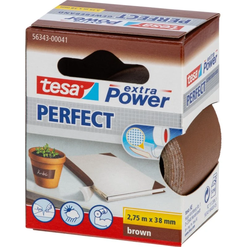 Tesa Extra Power Perfect Lærredstape - Brun (2,75m x 38mm)