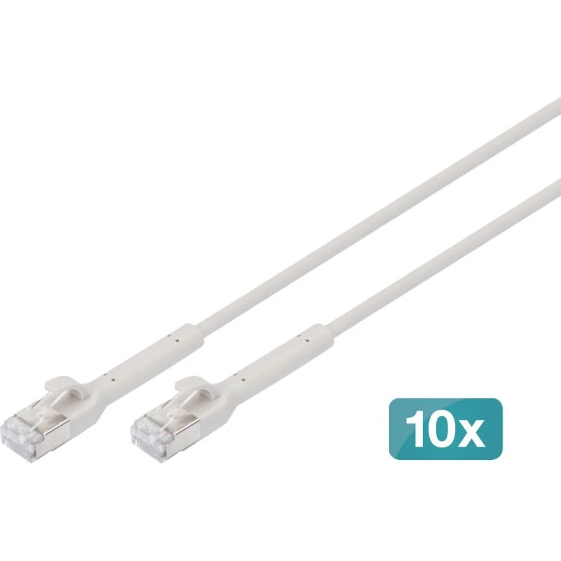 DIGITUS CAT 6A F-FTP Netværkskabel, 0,5 m, Grå (10 stk.)
