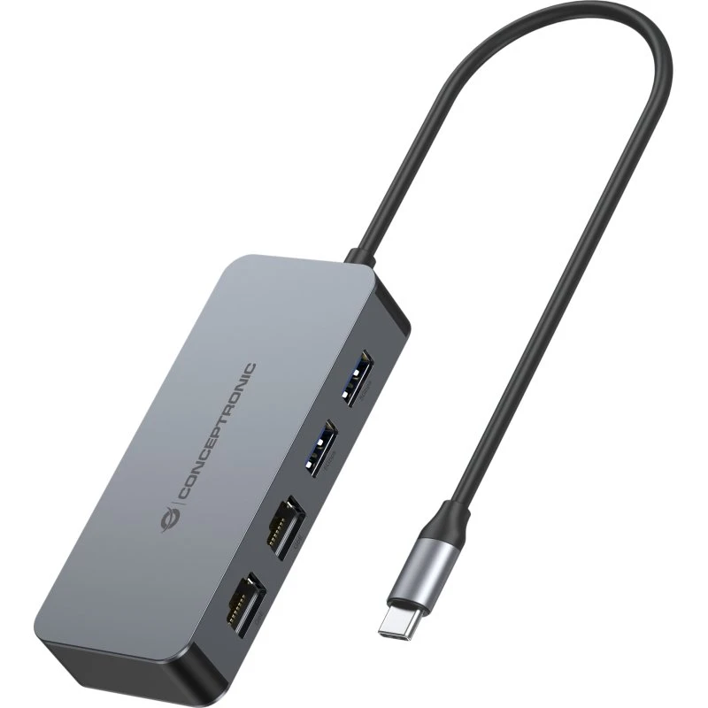 Conceptronic ABBY24G USB-C Dual Gigabit Ethernet & 2-port USB-hub