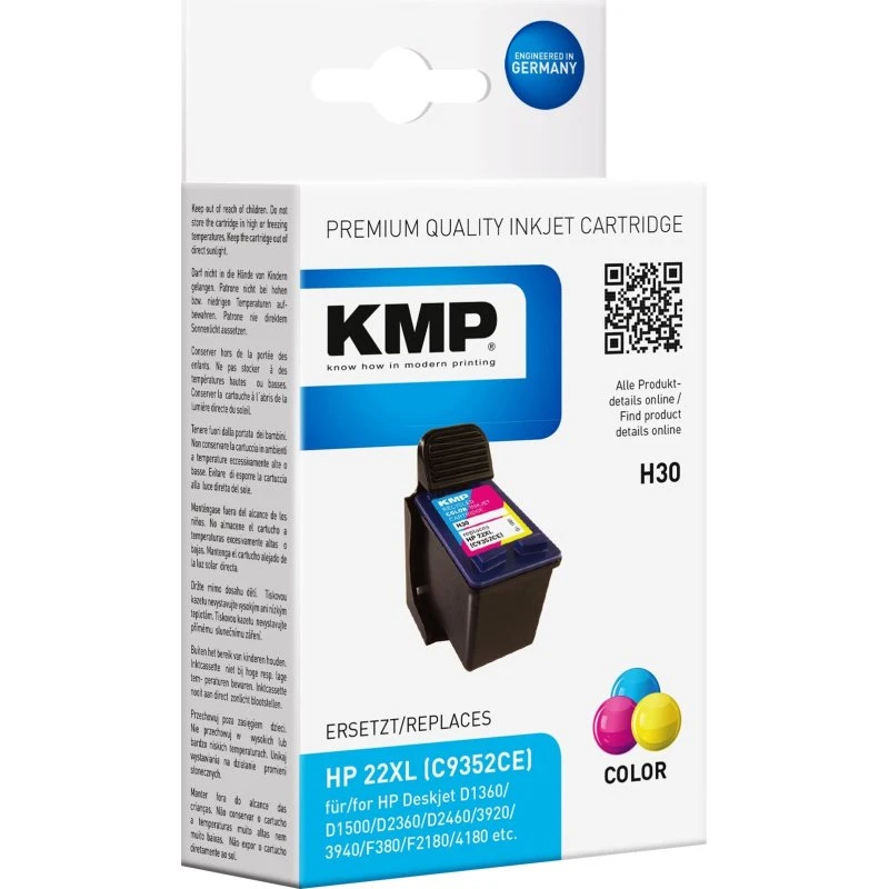 KMP H30 Farveblæk (Cyan, Magenta, Gul) - 20 ml til HP