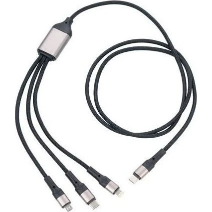 TROIKA DREIZACK PRO 1,2m USB-C til USB-C/Micro-USB/Lightning - Sort/Grå