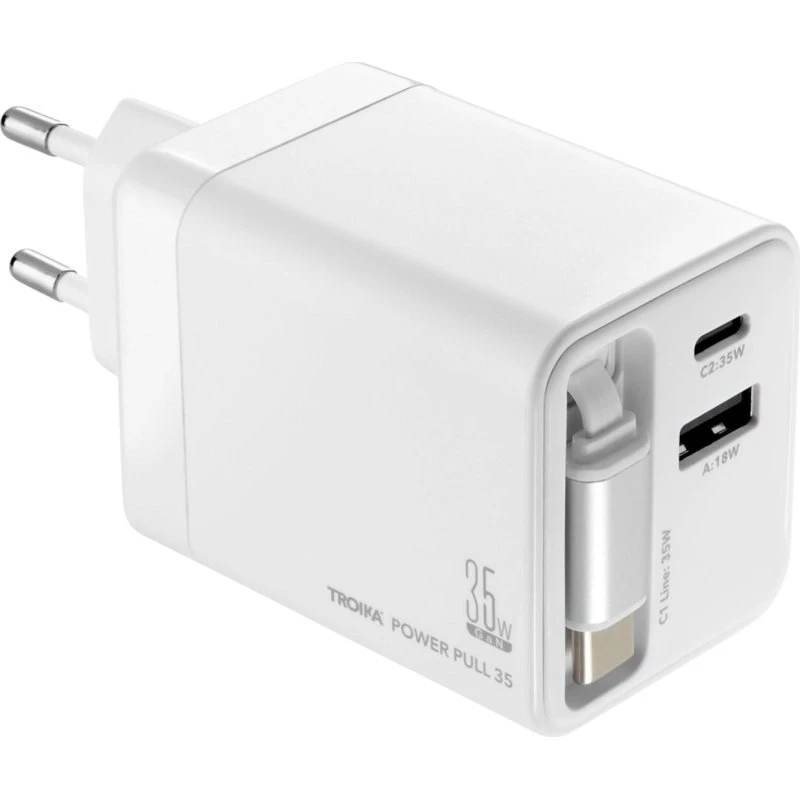 TROIKA CHA35 35W Vægoplader med USB-C - Hvid