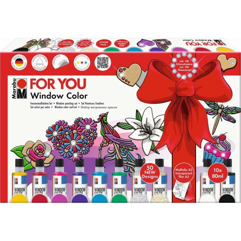 Marabu Window Color Fun & Fancy For You 10x80 ml + motiver