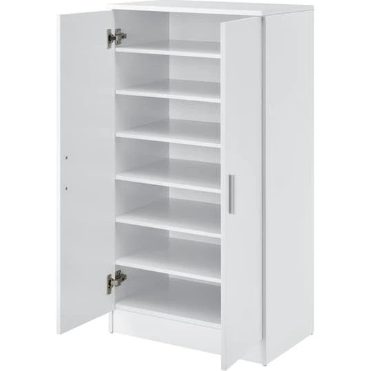 [en.casa] Skoskab med 7 skuffer og 2 døre - Hvid - 108x55x35cm