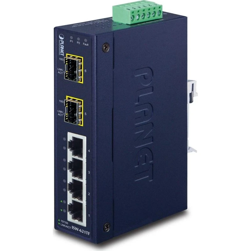 Planet ISW-621TF Fast Ethernet Switch - 4x RJ-45 & 2x SFP
