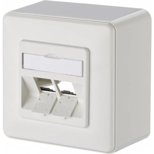 METZ Connect Overflademonteringsboks for netværk, 2 porte, RAL 9010