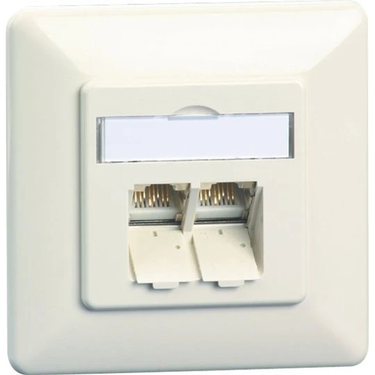 BTR E-DAT C6A UP RJ-45 dobbeltstik, hvid