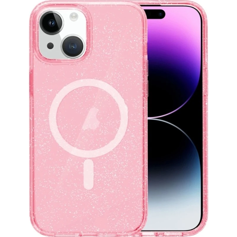 iPhone 15 Mobilskal Glitter MagSafe - Rosa
