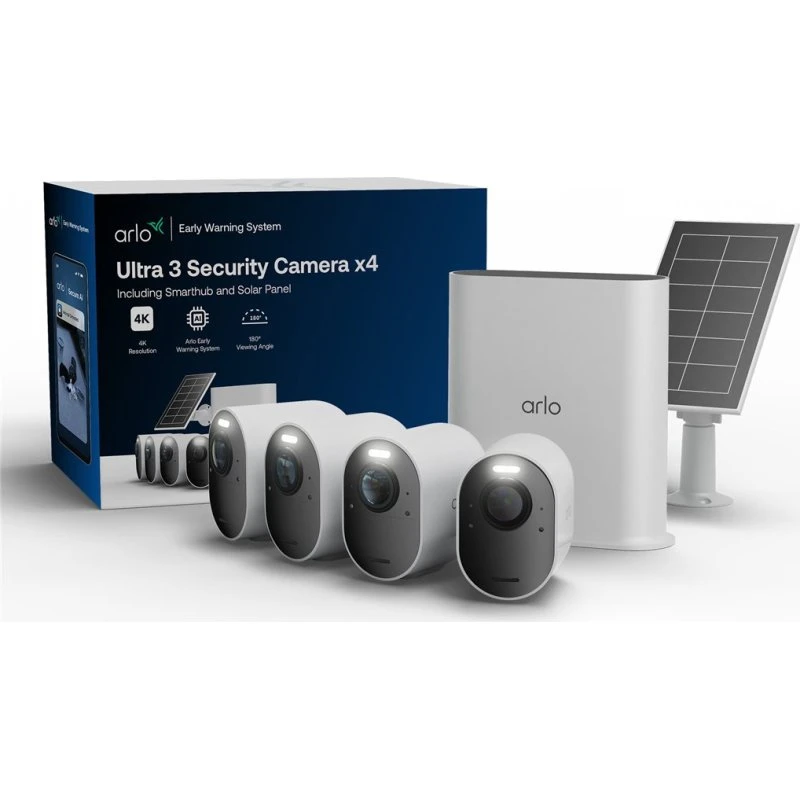 Arlo Ultra 3 4-cam kit med Solar Panel - 8 MP 4K Overvågning