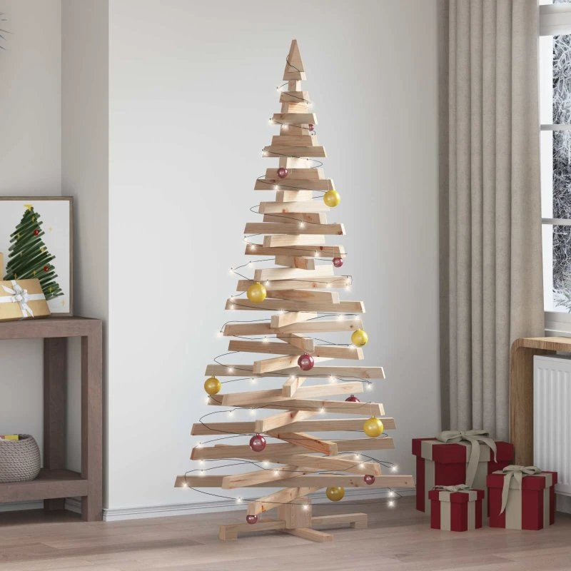 vidaXL Juletræ i massivt fyrretræ med stativ, natur, 180 cm