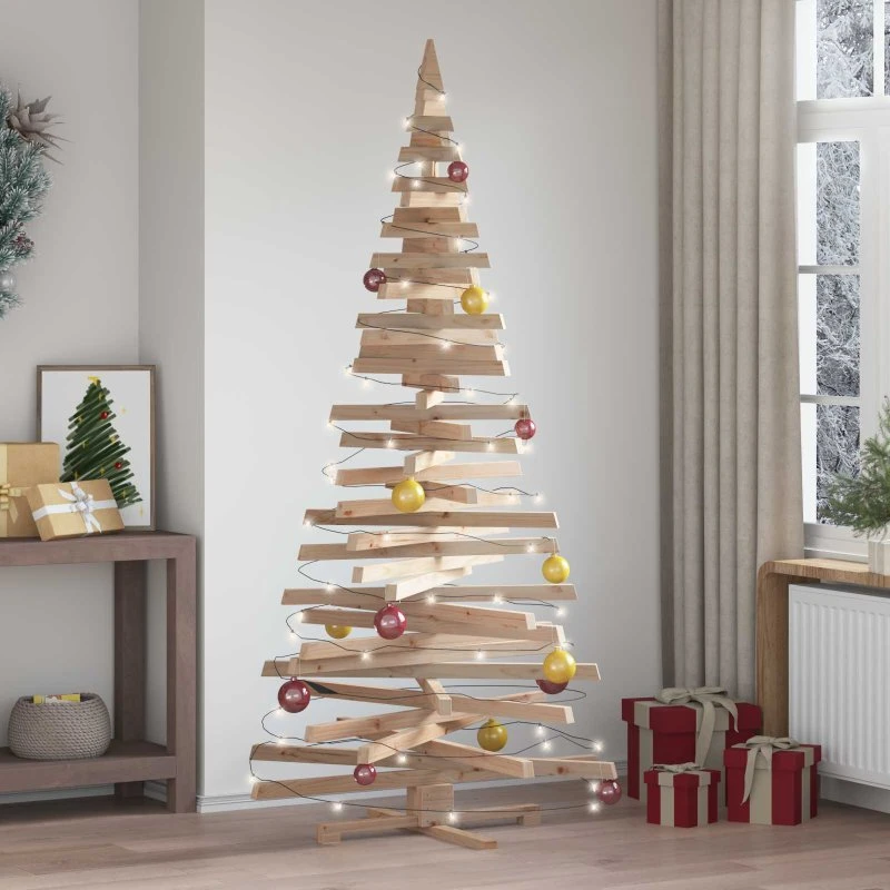 vidaXL Juletræ i massivt fyrretræ, naturfarvet, 210 cm