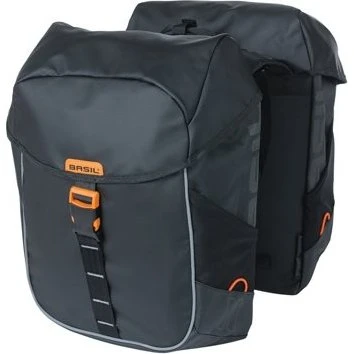 Basil Miles Dobbelt cykeltaske 34L – sort/orange