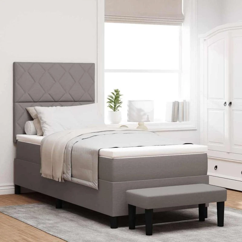 vidaXL Box spring seng med pude, Gråbrun, 90 x 190 cm