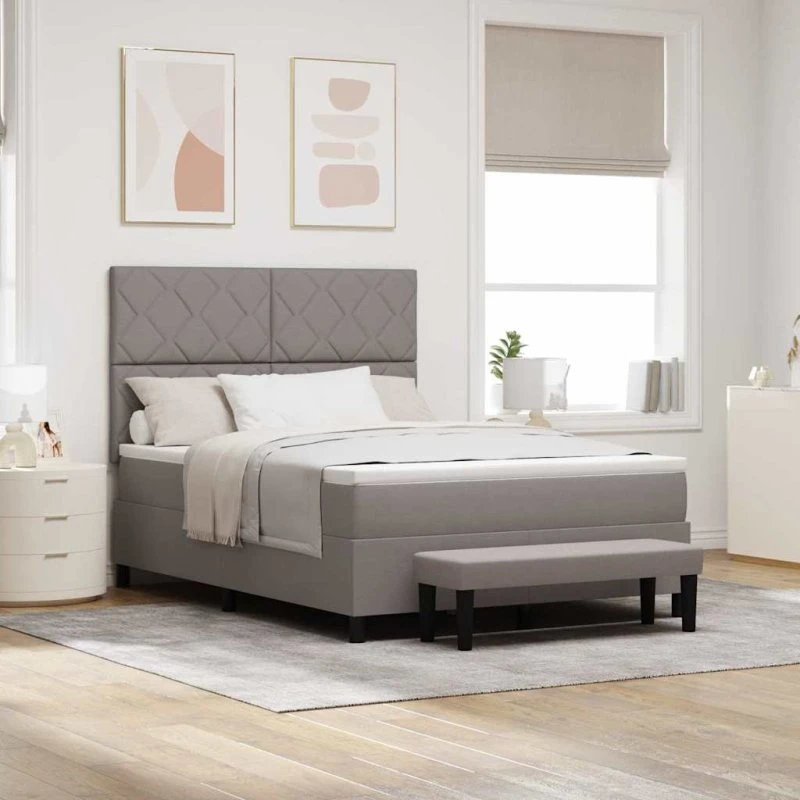 vidaXL Boxspring seng med pude Gråbrun 140 x 200 cm