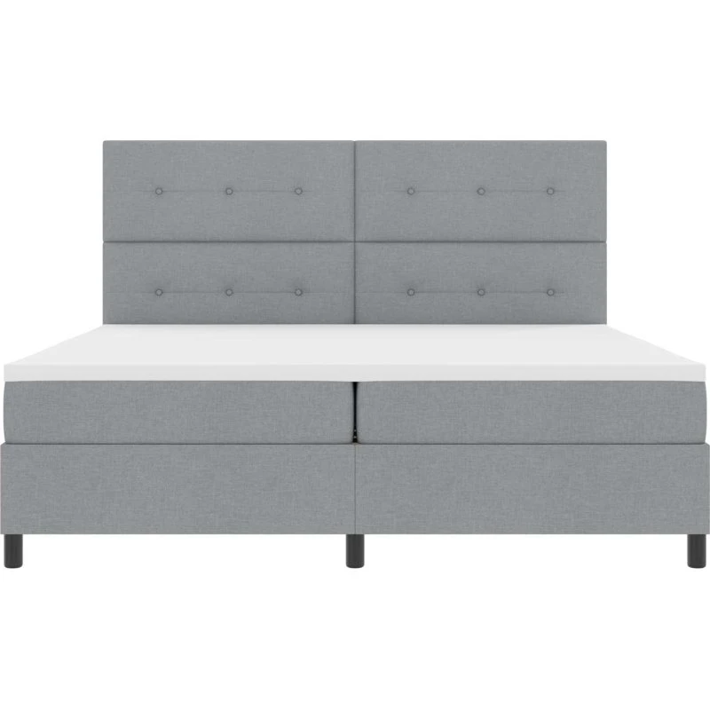 vidaXL Boxspring seng med LED-lys, lysegrå, 200 x 200 cm