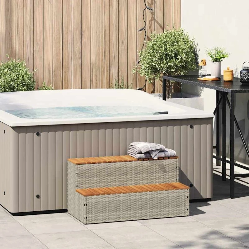 vidaXL Spatrin 100x50x50,5 cm i polyrattan og akacietræ