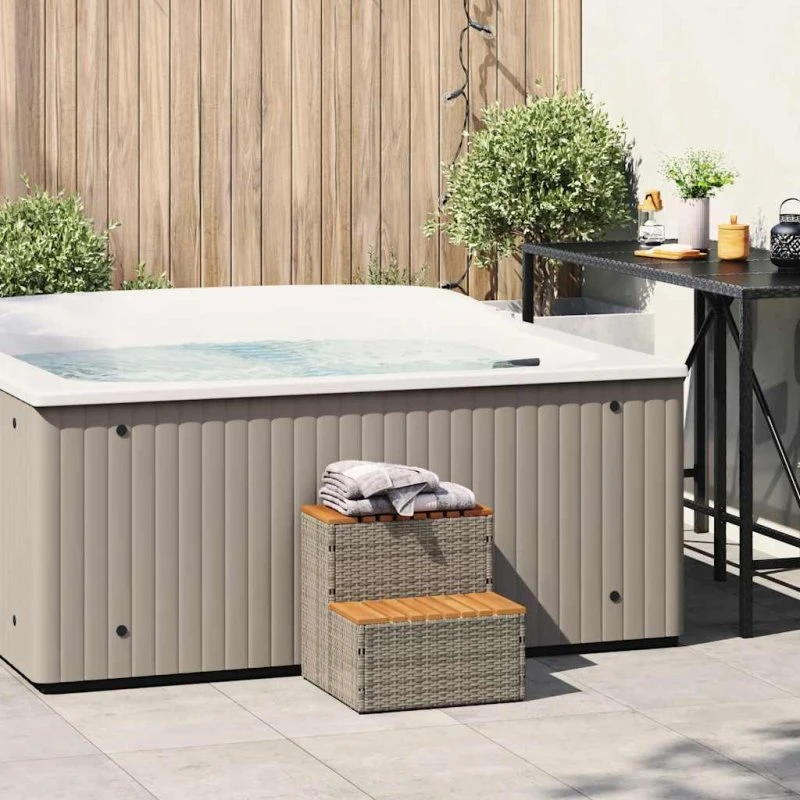 vidaXL Spatrin 50x50x50,5 cm i polyrattan og akacietræ - grå