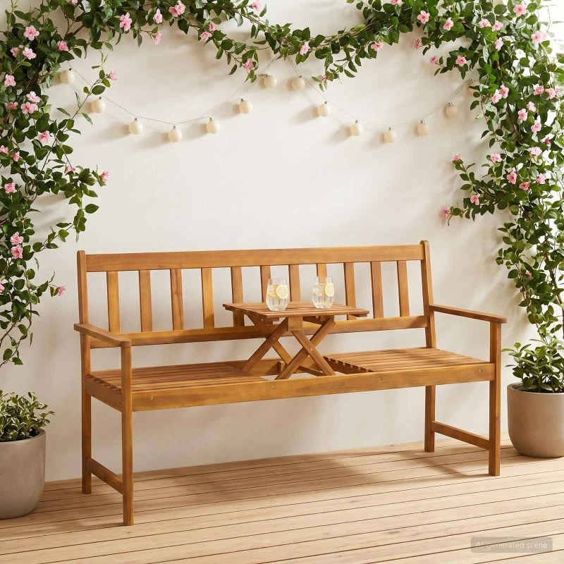vidaXL Havebænk i massivt akacietræ 158 x 55 x 89 cm - Naturfarvet
