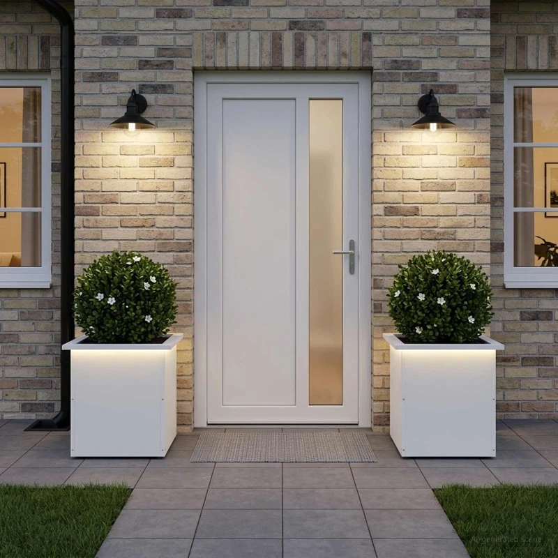 vidaXL Plantekasse med LED 2 stk. Hvid 40x40x40 cm Stål