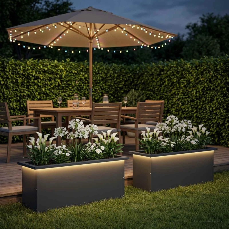 vidaXL Plantekasse med LED 2 stk. Antracit 30x80x30 cm Stål