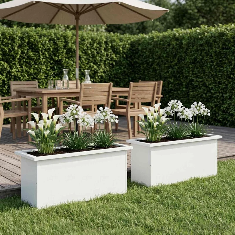 vidaXL Plantekasse med LED 2 stk. Hvid 30 x 80 x 30 cm Stål