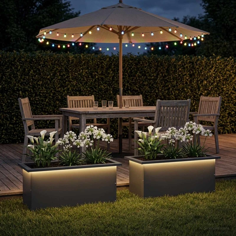 vidaXL Plantekasse med LED 2 stk. Antracit 30x60x30 cm Stål
