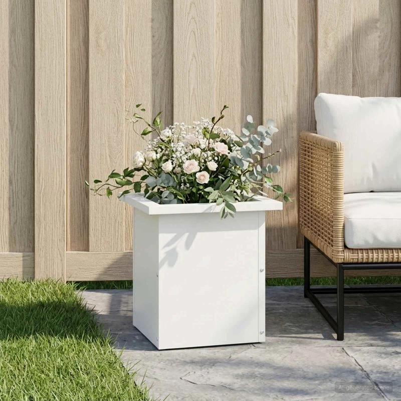 vidaXL Plantekasse med LED Hvid 30x30x30 cm Stål