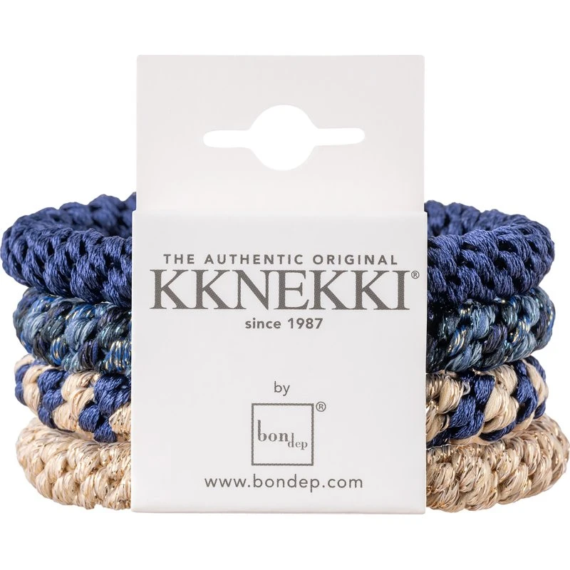 Kknekki Bundle 3 - 4 stk. hårelastikker i Blue Gold