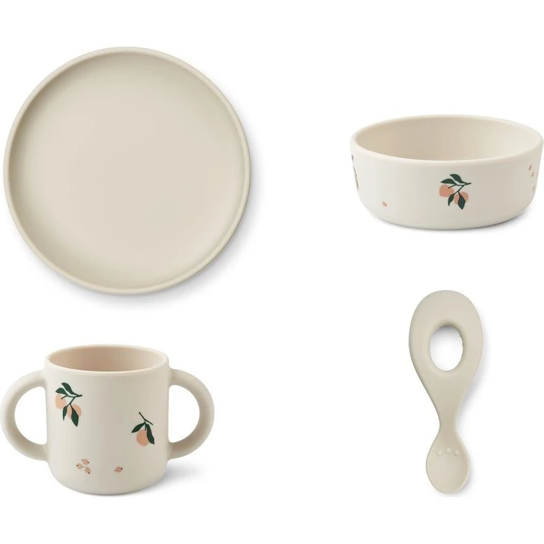 Liewood Vivi Baby spisesæt 4 dele, silikone – Cats & Dogs/Sandy