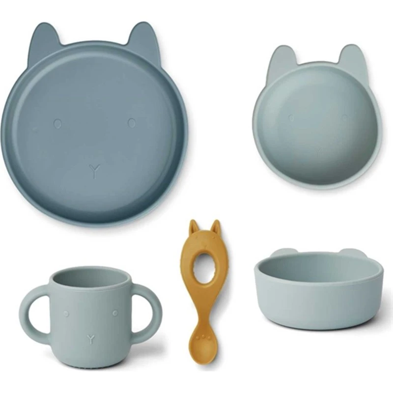 Liewood silikone spisesæt Rabbit Blue (Vivi)