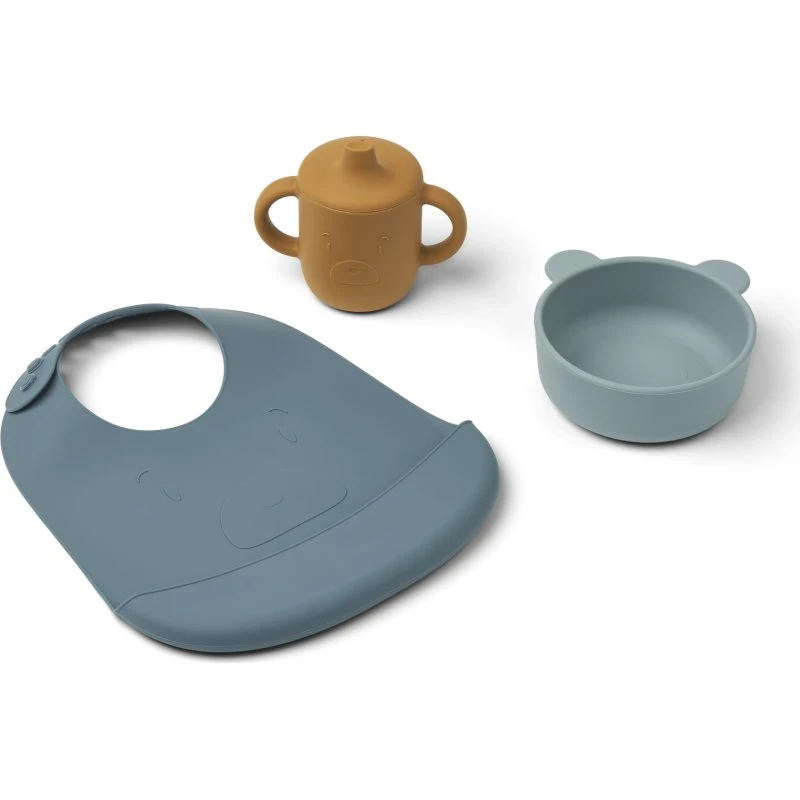 Liewood Connor baby spisesæt - Mr Bear Blue Multi Mix
